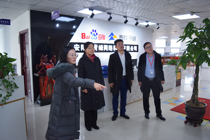 中共河南省委網(wǎng)信辦社評處處長李麗同志，中共安陽市委網(wǎng)信辦副主任、市互聯(lián)網(wǎng)行業(yè)黨委書記王曉萌同志蒞臨安陽青峰網(wǎng)絡參觀指導！